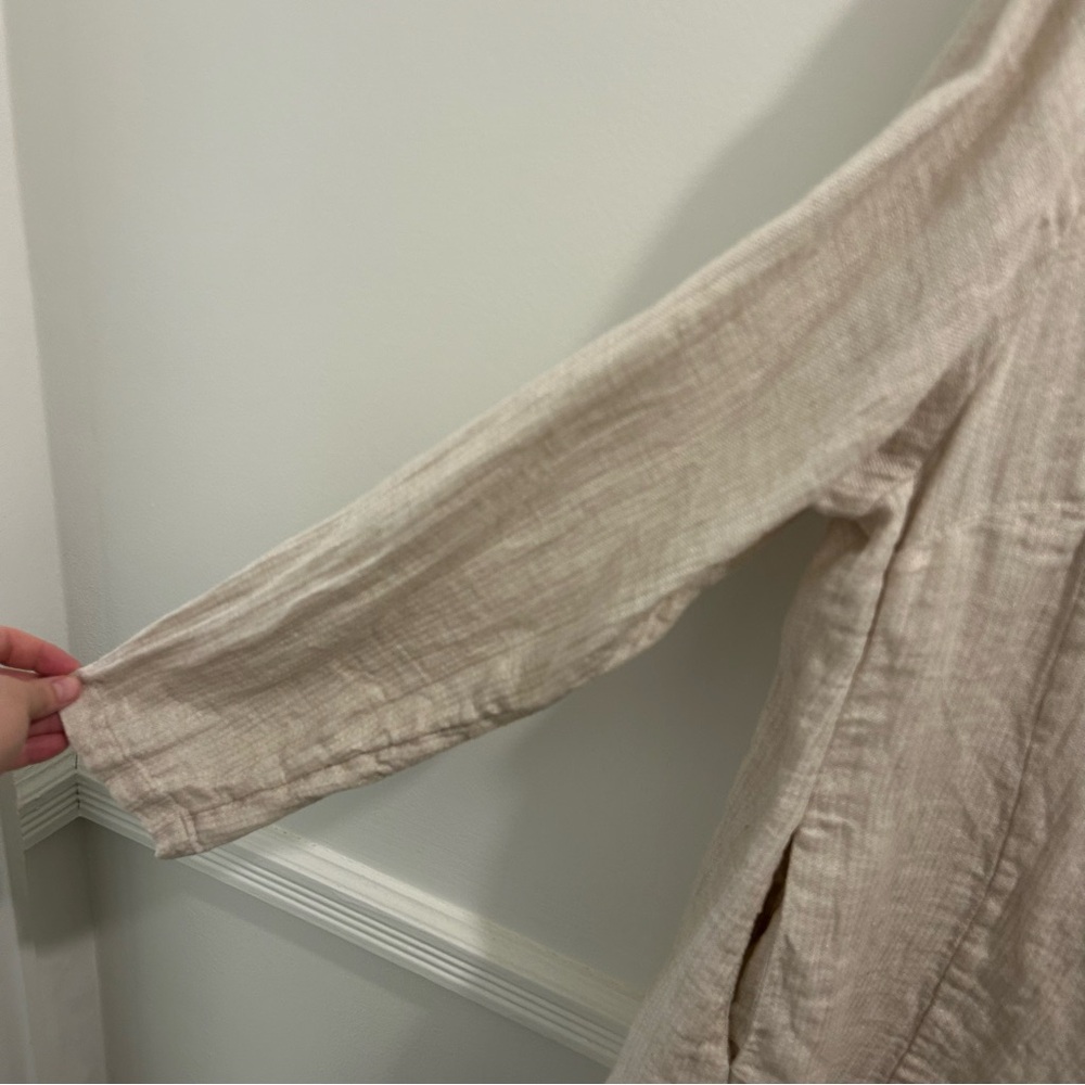 Flax Asymmetrical Linen Jacket Medium Tan Cream Off White cardigan - Picture 4 of 9